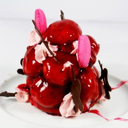 Profiteroles glacées framboise